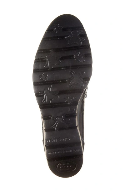 Shop Wonders Lug Platform Wedge Loafer In Textured Black Patent