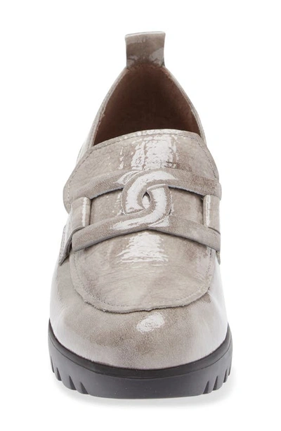 Shop Wonders Lug Platform Wedge Loafer In Textured Grey Patent