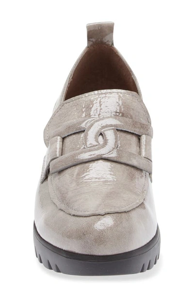 Wonders Lug Platform Wedge Loafer In Textured Grey Patent