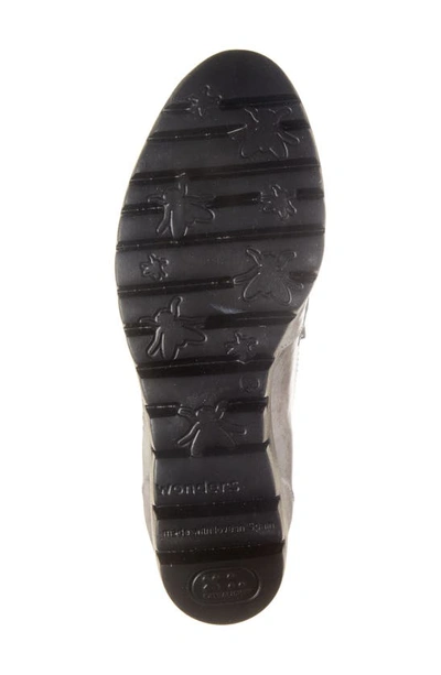 Shop Wonders Lug Platform Wedge Loafer In Textured Grey Patent