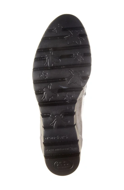 Wonders Lug Platform Wedge Loafer In Textured Grey Patent