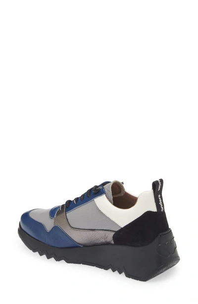 Shop Wonders Colorblock Platform Wedge Sneaker In Blue Grey Combo