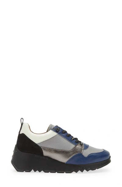 Shop Wonders Colorblock Platform Wedge Sneaker In Blue Grey Combo