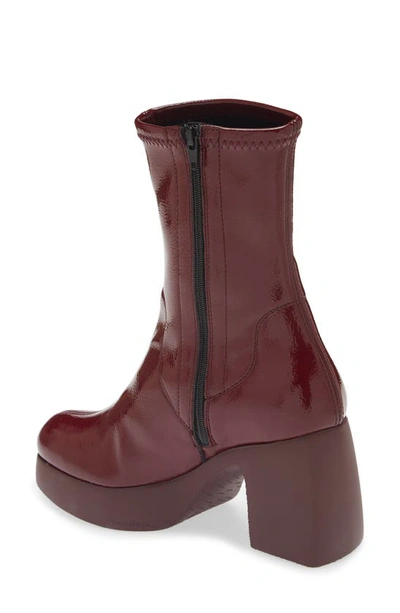 Wonders Platform Bootie In Burgundy Patent