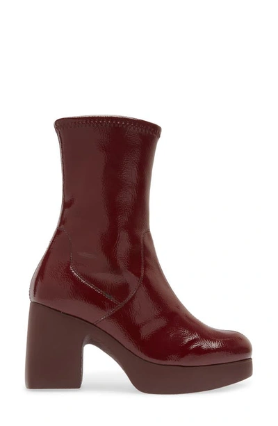 Wonders Platform Bootie In Burgundy Patent