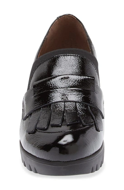 Wonders Kiltie Platform Loafer In Textured Black Patent
