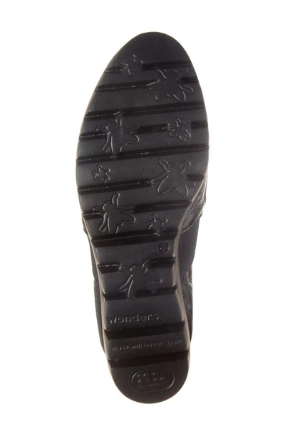 Shop Wonders Kiltie Platform Loafer In Textured Black Patent