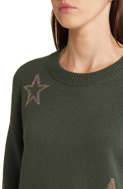 Shop Rails Perci Intarsia Star Crewneck Sweater In Olive Gold Stars