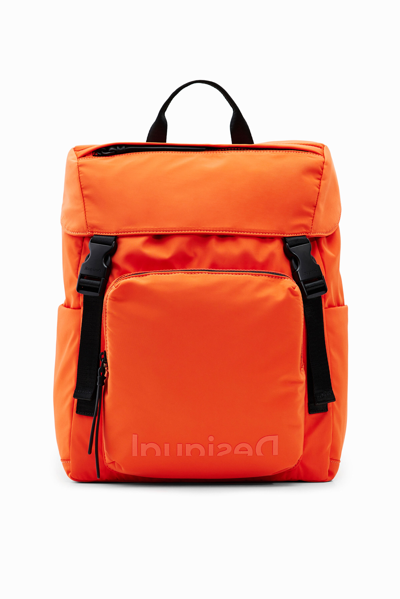 Shop Desigual Large Recycled Backpack In Orange