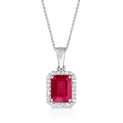 Shop Ross-simons Ruby Pendant Necklace With . Diamonds In 14kt White Gold In Red