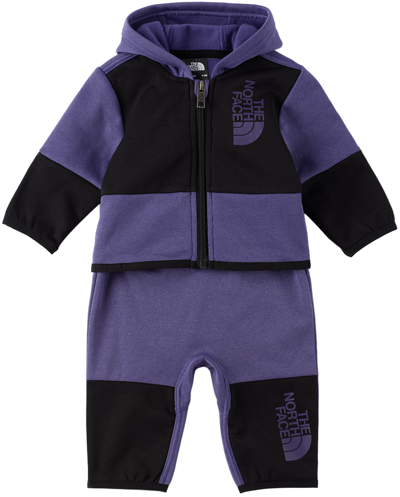 Shop The North Face Baby Purple Winter Warm Sweatsuit In I0d Cave Blue