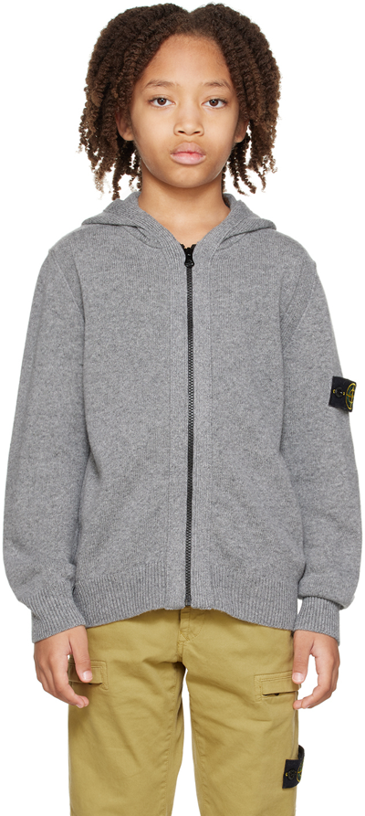 Shop Stone Island Junior Kids Gray 508z1 Hoodie In V0067 - Blue Grey