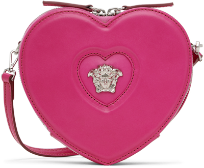 Shop Versace Kids Pink 'la Medusa' Heart Bag In 1po4p-fuchsia-pallad