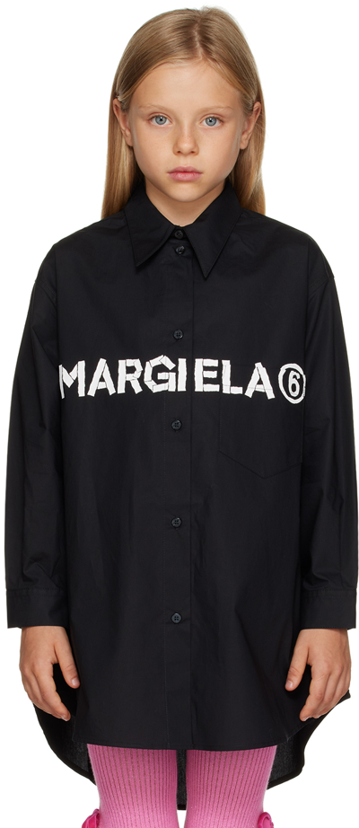 Shop Mm6 Maison Margiela Kids Black Printed Shirt In Mm014 M6900 Black