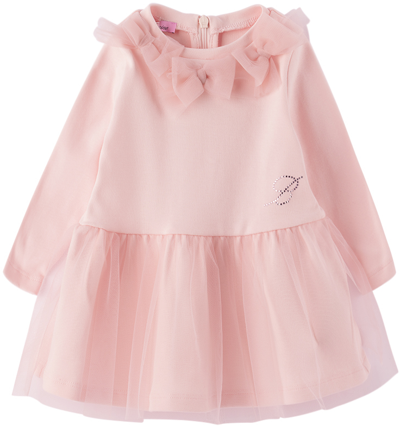 Shop Miss Blumarine Baby Pink Crystal-cut Dress In Light Pink