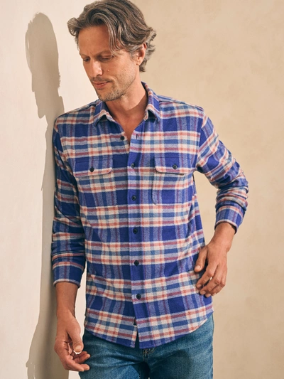 Shop Faherty Legend&trade; Sweater Shirt In Navy Skyline Plaid