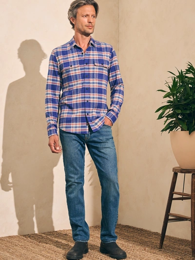Shop Faherty Legend&trade; Sweater Shirt In Navy Skyline Plaid