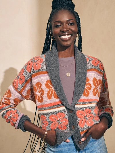 Faherty Topanga Canyon Cardigan In Sunset Shell Jacquard