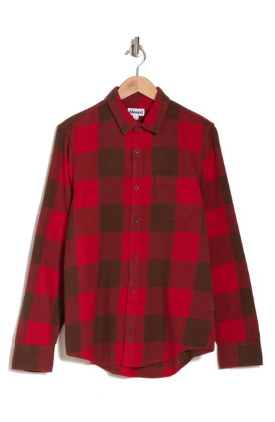 Shop Abound Long Sleeve Flannel Button-up Shirt In Red- Brown Buffalo