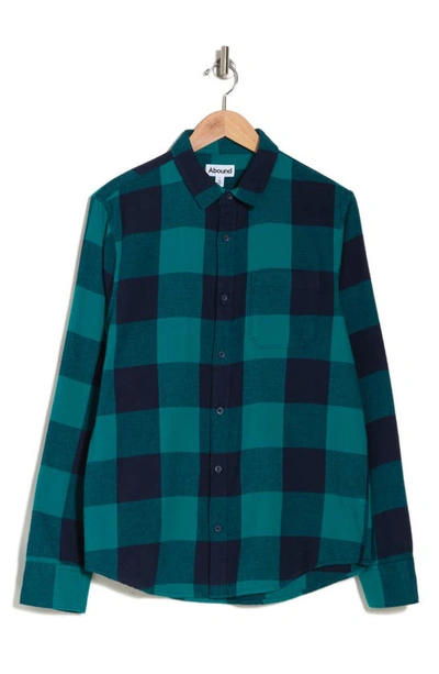 Shop Abound Long Sleeve Flannel Button-up Shirt In Navy League- Teal Buffalo