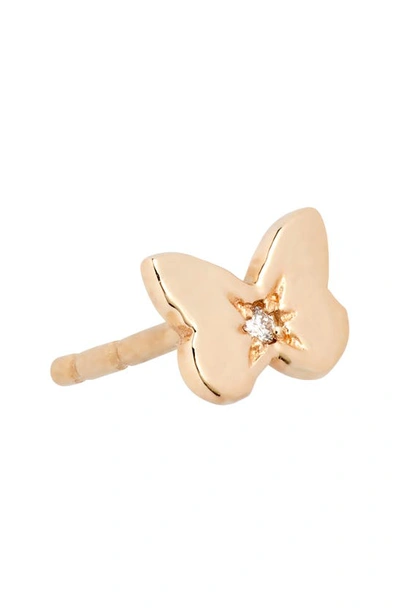 Shop Anzie Mini Diamond Butterfly Stud Earrings In Gold