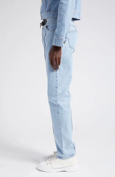 Shop Jw Anderson Slim Fit Padlock Strap Jeans In Light Blue