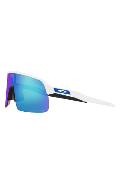 Shop Oakley Sutro Lite 139mm Prizm™ Wrap Shield Sunglasses In White/ Prizm Sapphire