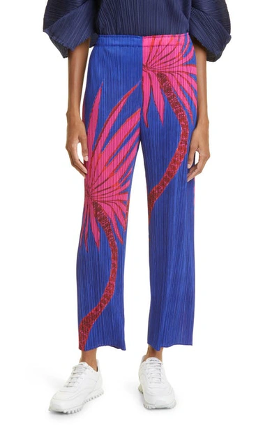 Shop Issey Miyake Ice Desert Pleated Pants In Blue