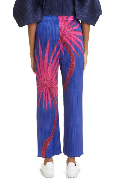 Shop Issey Miyake Ice Desert Pleated Pants In Blue