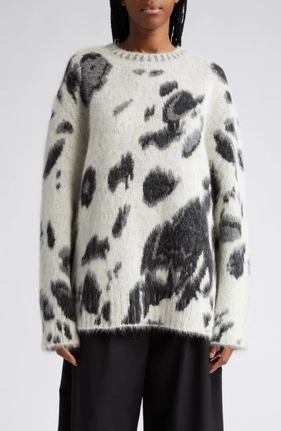 Shop Stella Mccartney Brushed Horse Spot Jacquard Virgin Wool & Alpaca Blend Sweater In Grey Multi