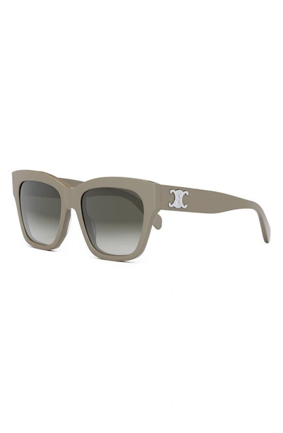 Shop Celine Triomphe 55mm Round Sunglasses In Beige/ Gradient Brown