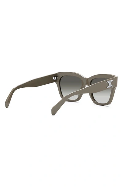 Shop Celine Triomphe 55mm Round Sunglasses In Beige/ Gradient Brown