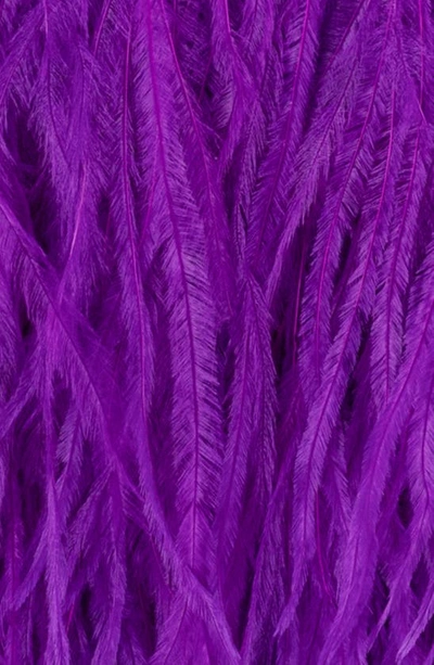 Shop Olga Berg Ostrich Feather Embellished Clutch In Purple