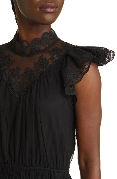 Shop Allsaints Azura Flutter Sleeve Mesh Dress In Black