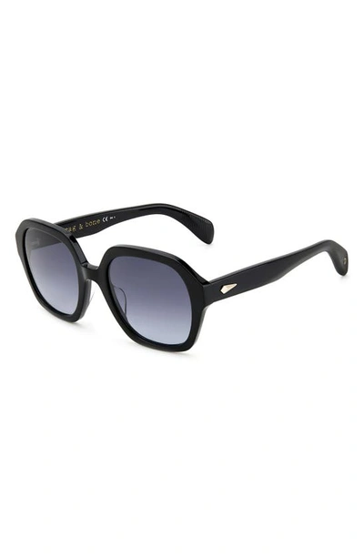 Rag & Bone 53mm Gradient Square Sunglasses In Black