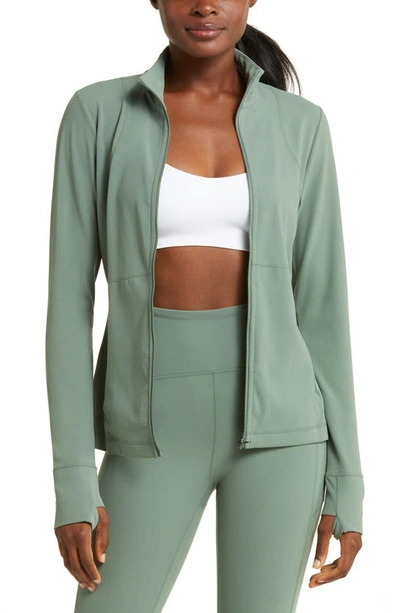 Shop Zella Studio Luxe Performance Jacket In Green Duck