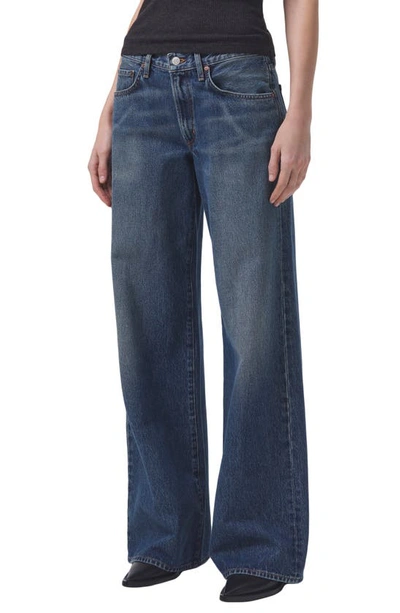 Shop Agolde Clara High Waist Wide Leg Organic Cotton Jeans In Noise