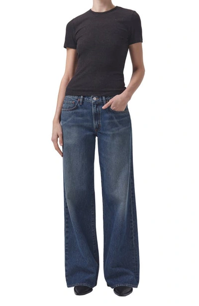 Shop Agolde Clara High Waist Wide Leg Organic Cotton Jeans In Noise