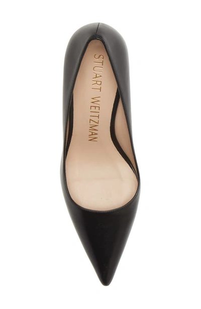 Shop Stuart Weitzman Stuart Pointed Toe Pump In Black Leather