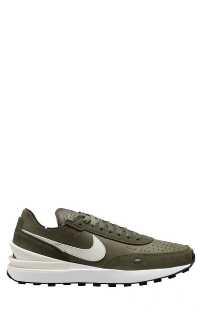 Shop Nike Waffle One Leather Sneaker In Olive/ Sail/ Khaki/ White