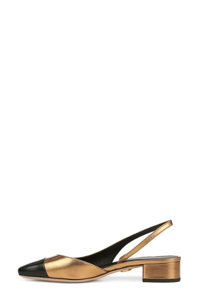 Shop Veronica Beard Cecile Half D'orsay Slingback Pump In Dark Gold/ Black