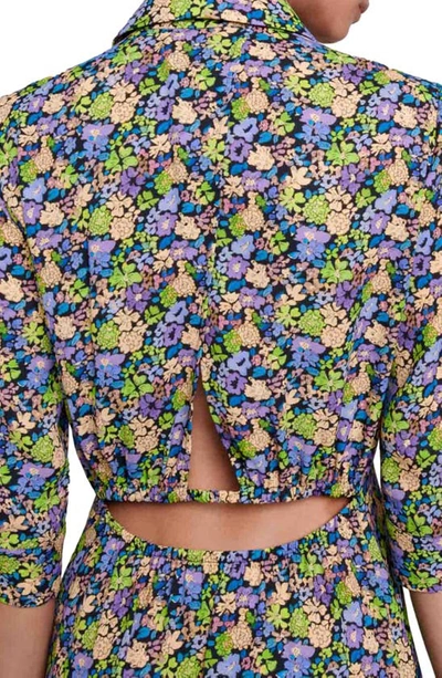 Shop Maje Rilaura Floral Print Cutout Shirtdress In Multi