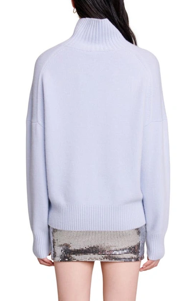 Shop Maje Megevo Cashmere Blend Turtleneck Sweater In Blue