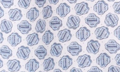 Shop Maje Citimo Monogram Print Balloon Sleeve Cotton Shirt In Clover Monogram Ecru/ Blue