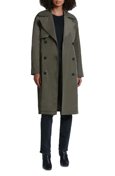 Shop Avec Les Filles Belted Water Resistant Trench Coat In Bay Leaf