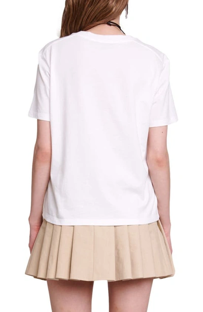 Shop Maje Tamina Paris Ribbon Cotton T-shirt In White