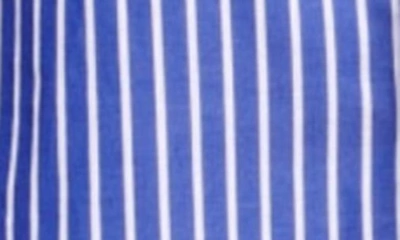 Shop Maje Liago Clover Patch Stripe Oversize Cotton Button-up Shirt In Blue