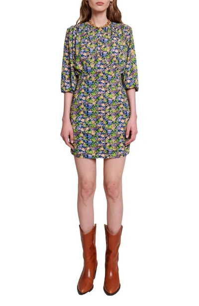 Maje Floral Mini Dress In Multico Print