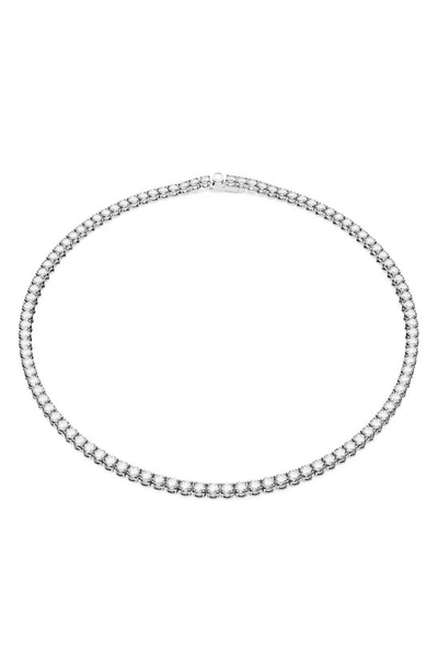 Shop Swarovski Matrix Tennis Necklace In Silver