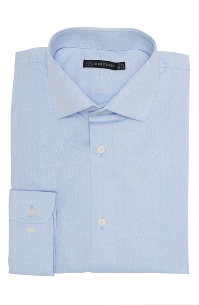 Shop Jb Britches Yarn-dyed Solid Dress Shirt In Blue/ White